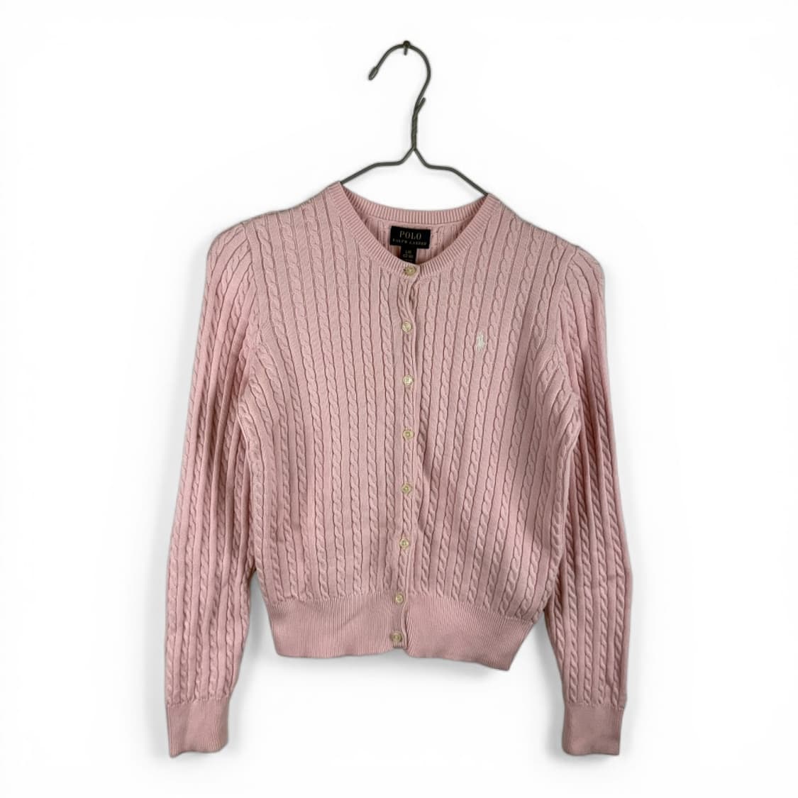 (무료배송)L) 폴로랄프로렌 신형 키즈/우먼스 케이블 가디건 핑크 상품이미지1
