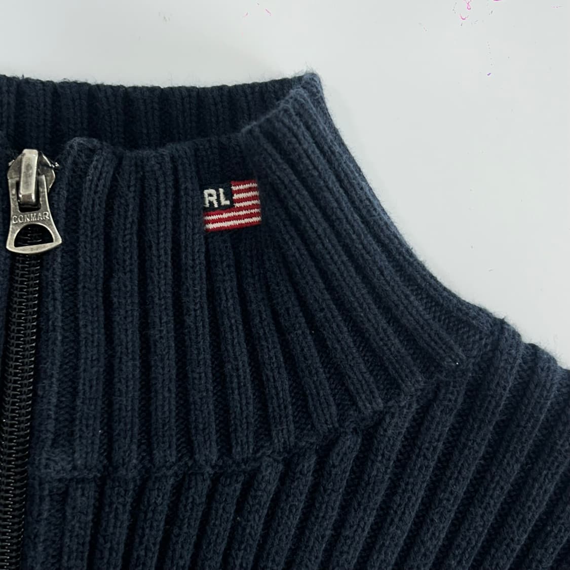 Polo 폴로 진스 넥 자수 포인트 네이비 니트집업 상품이미지5