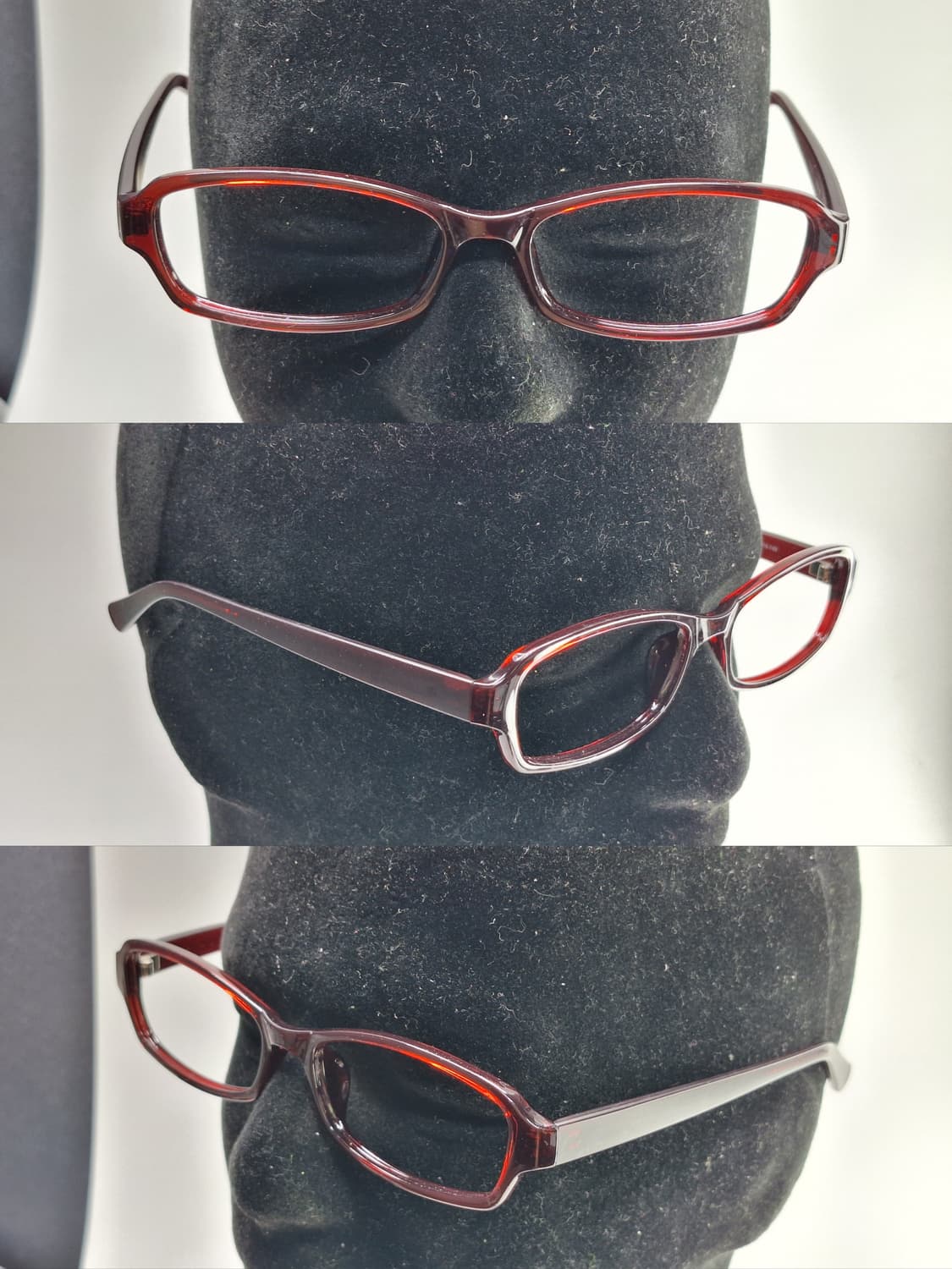 90s 다크 버건디 스퀘어 아세테이트 안경테 54mm TR-9103 일본 상품이미지7