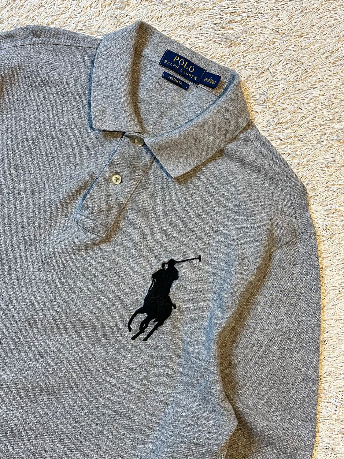 폴로 랄프로렌 신형 커스텀핏 빅포니 로고 PK 긴팔 카라티 그레이 상품이미지2