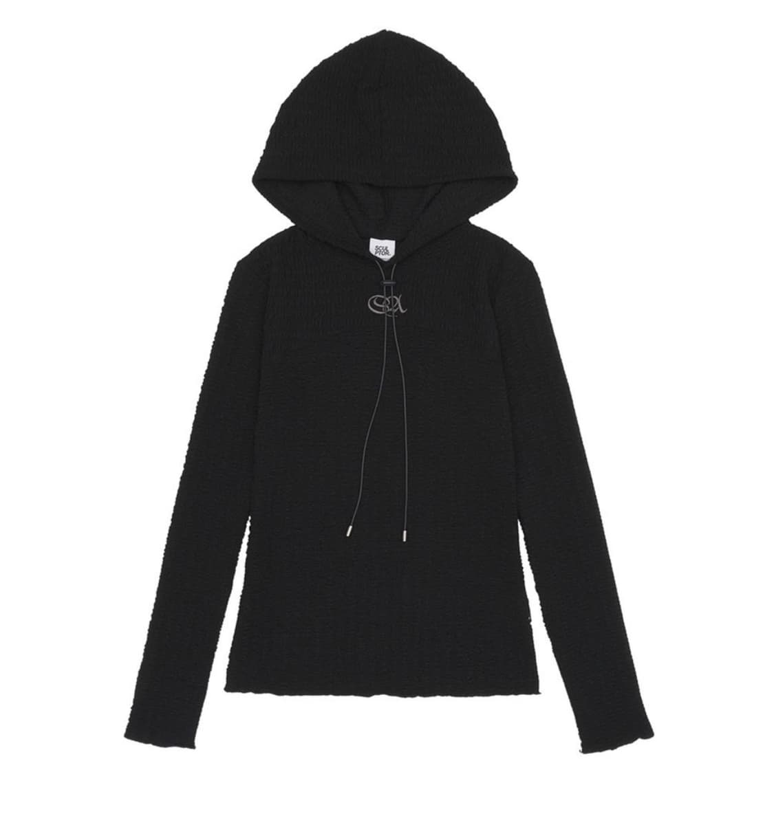 [S] 스컬프터 E-string Crinkle Hoodie Black 상품이미지1