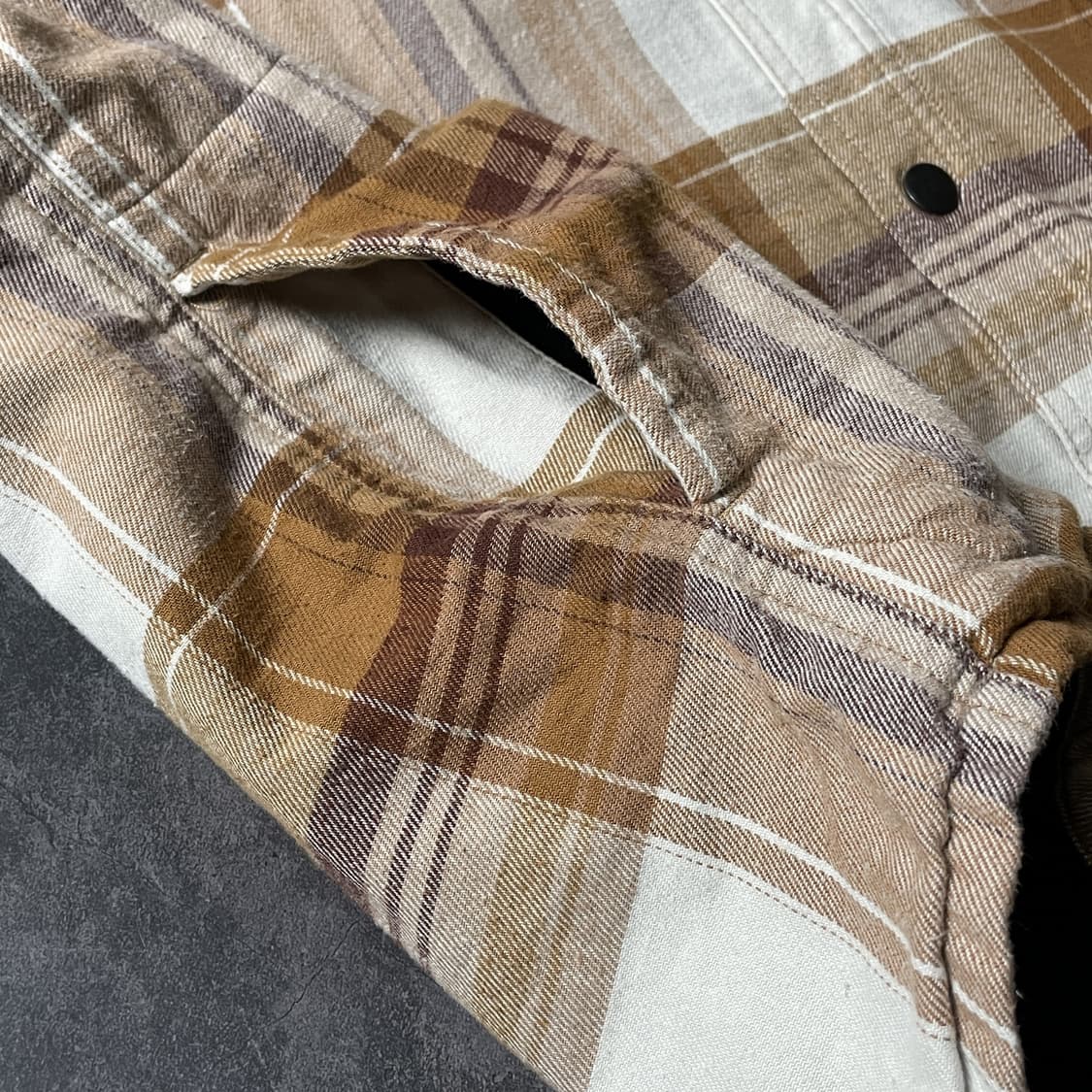 CARHARTT 칼하트 빈티지 브라운 체크패턴 후드 코튼자켓 상품이미지5