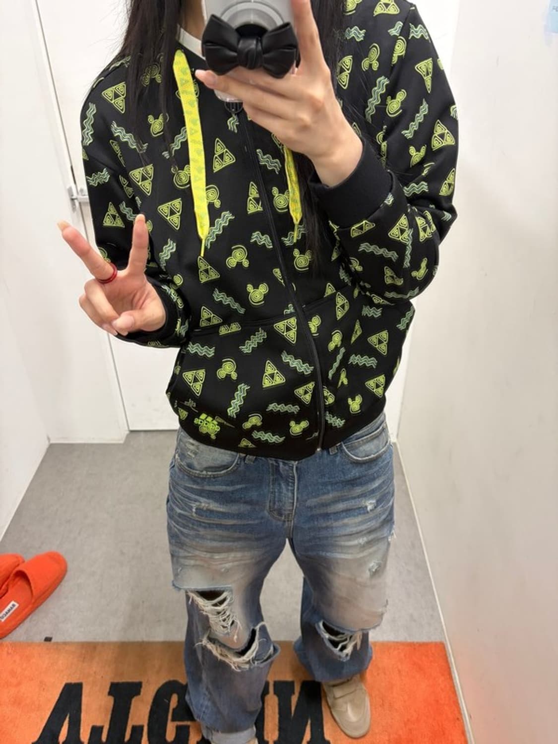아디다스 네온 패턴 후드집업 상품이미지5
