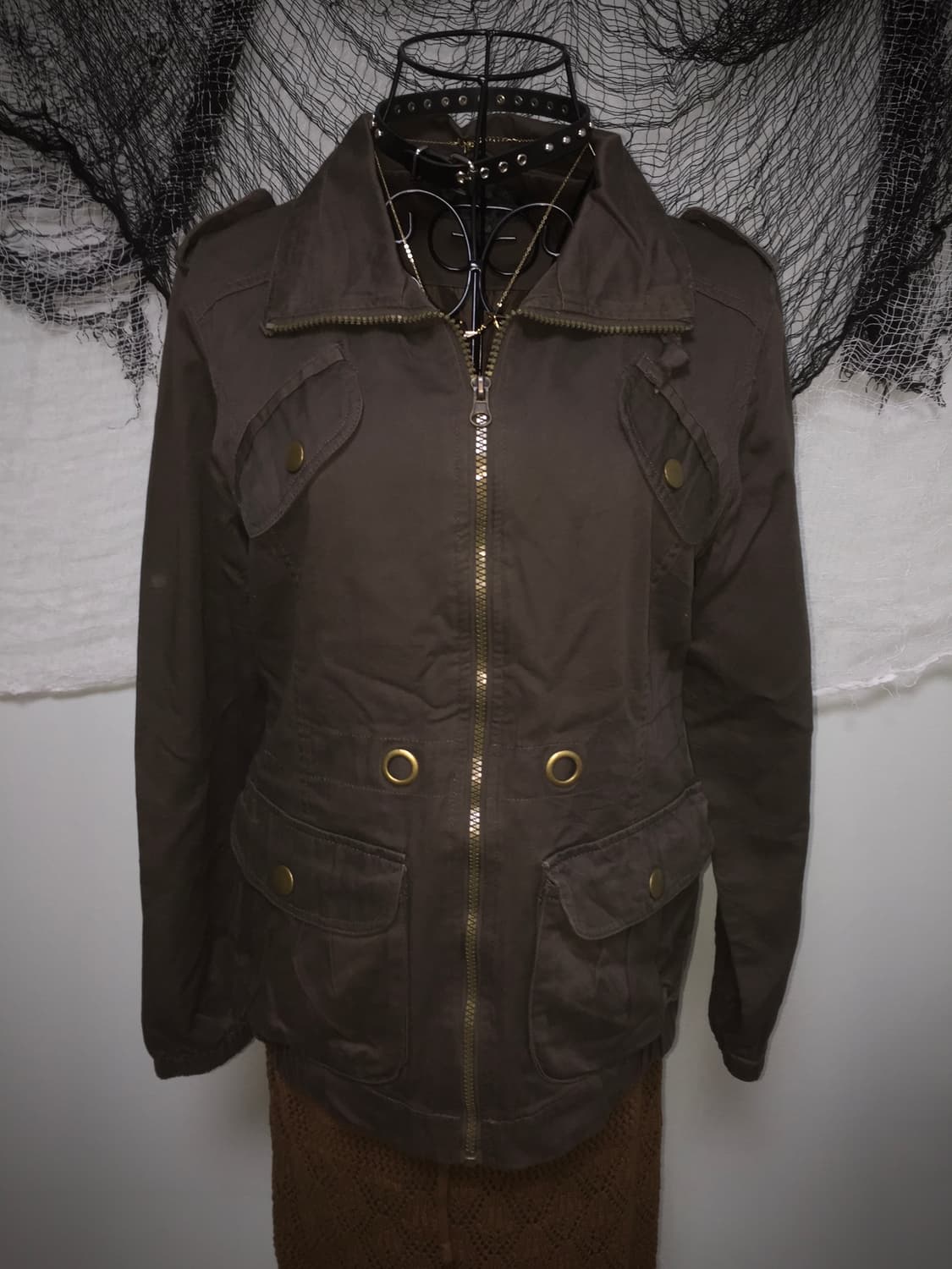 grunge y2k gold button brown jacket 상품이미지2