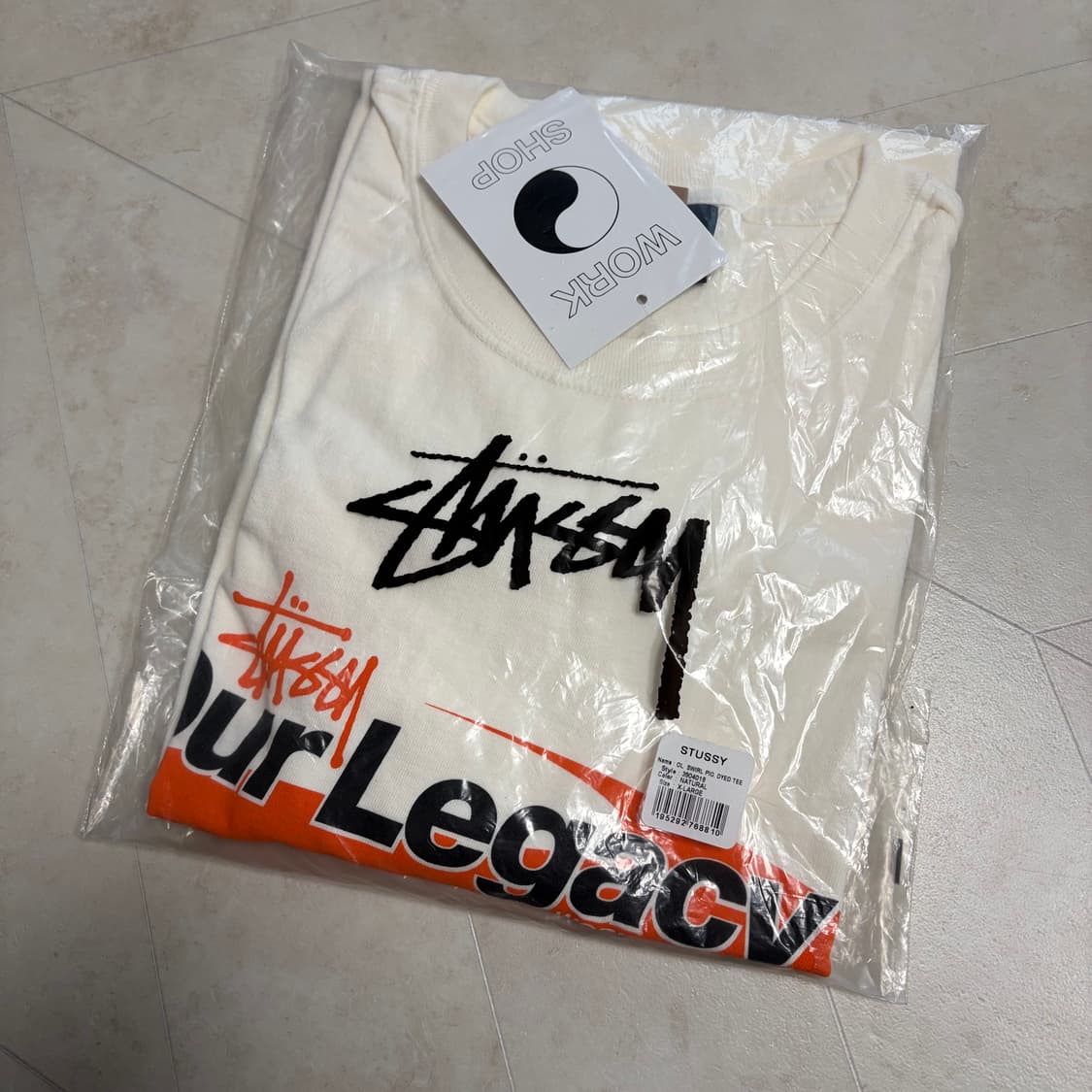 새상품(XL)스투시x아워레가시 워크샵 피그먼트 다이드 반팔 내츄럴 상품이미지1