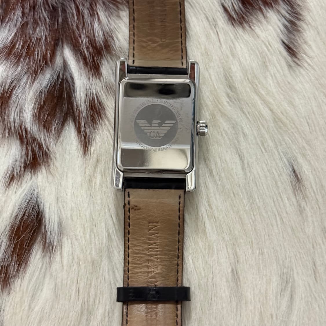 빈티지 엠포리오 아르마니 사각 가죽 시계 블랙 상품이미지3