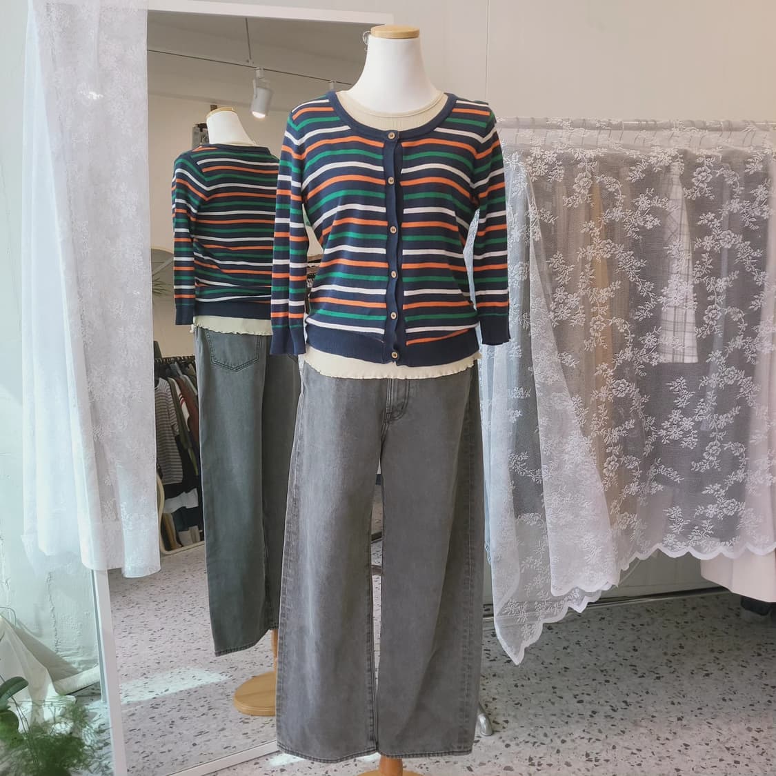 Cutie Blonde 멀티스트라이프 린넨 가디건 상품이미지2