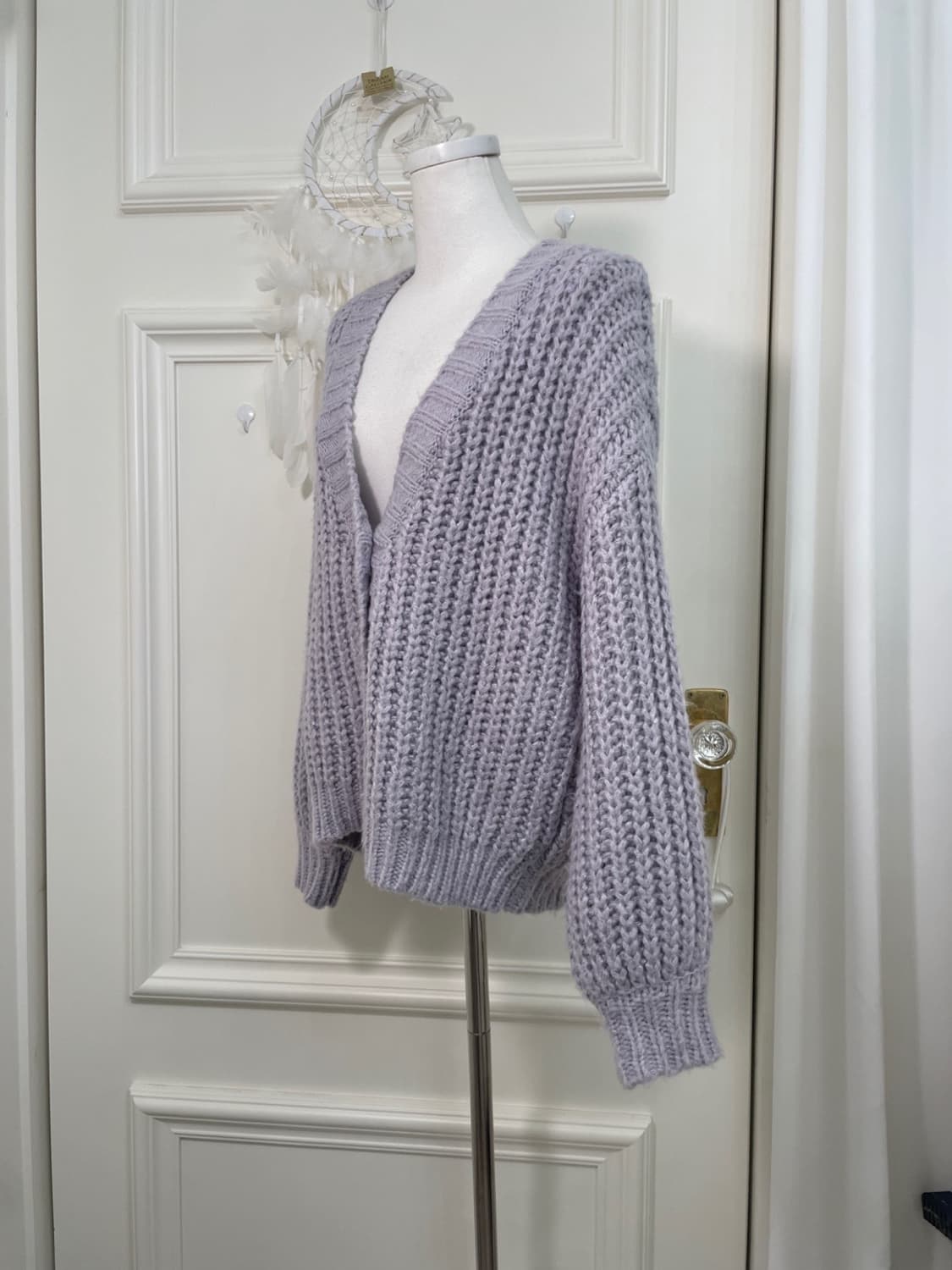 purple wafffle lovely loose cardigan 상품이미지2