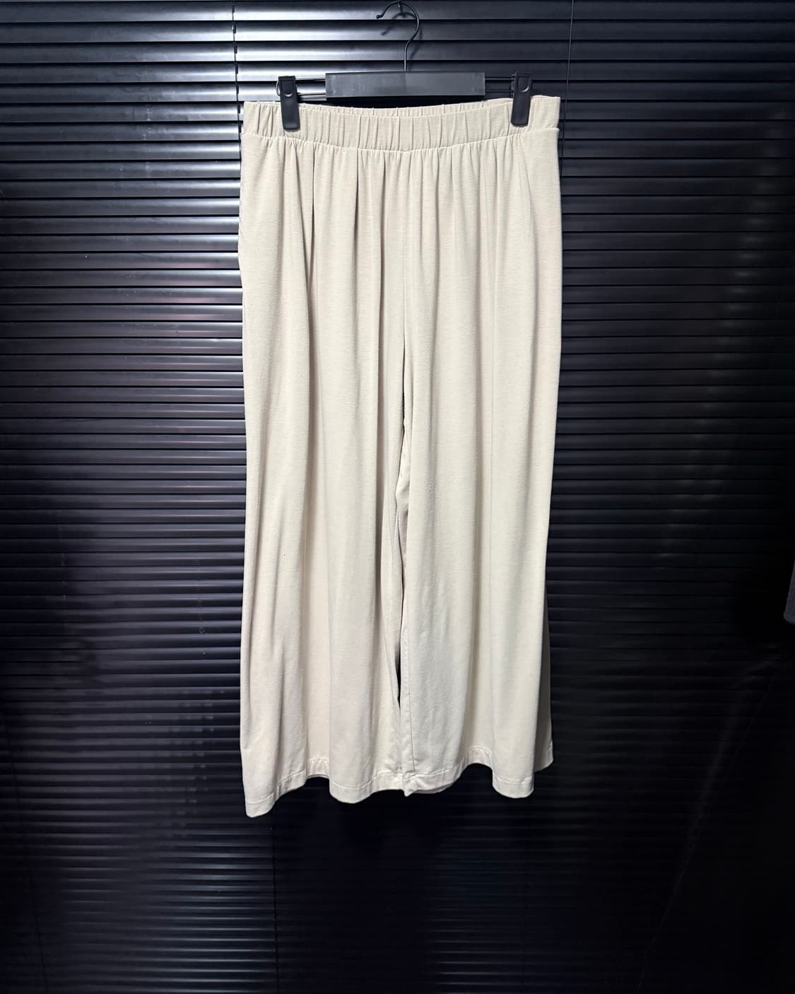 유니클로 개더 와이드 밴딩 팬츠 와이드 코튼 면 스웻 베이지 아이보리 M 상품이미지3