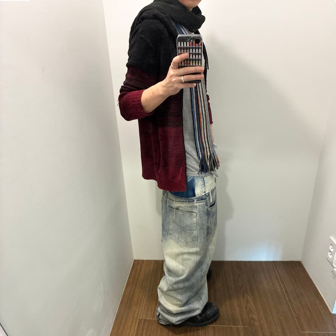 Schlussel Ombre Gradient Knit Hoodie Zip 상품이미지2