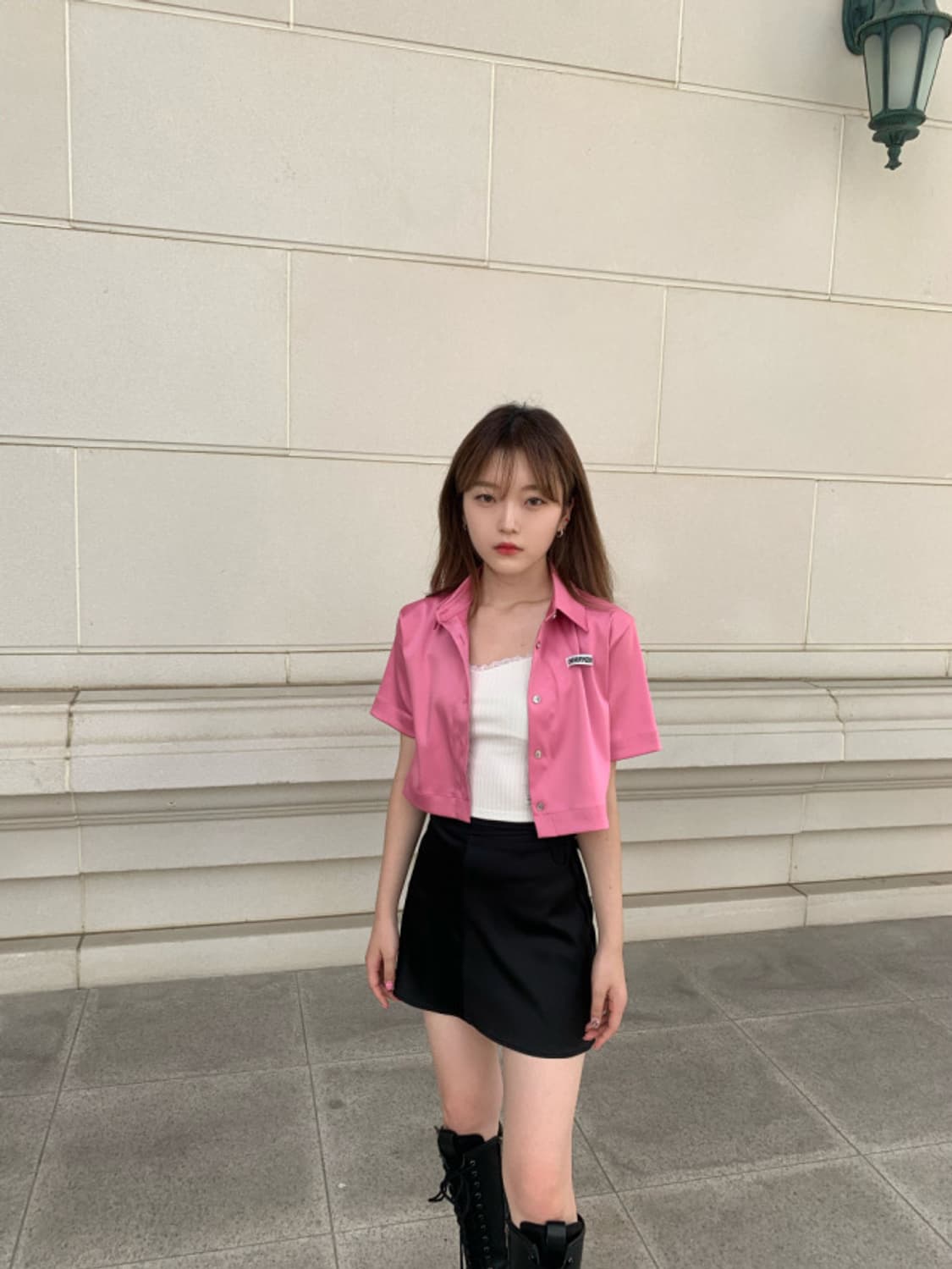 라뇨 체리퀴리 새틴 미니 스커트 상품이미지1