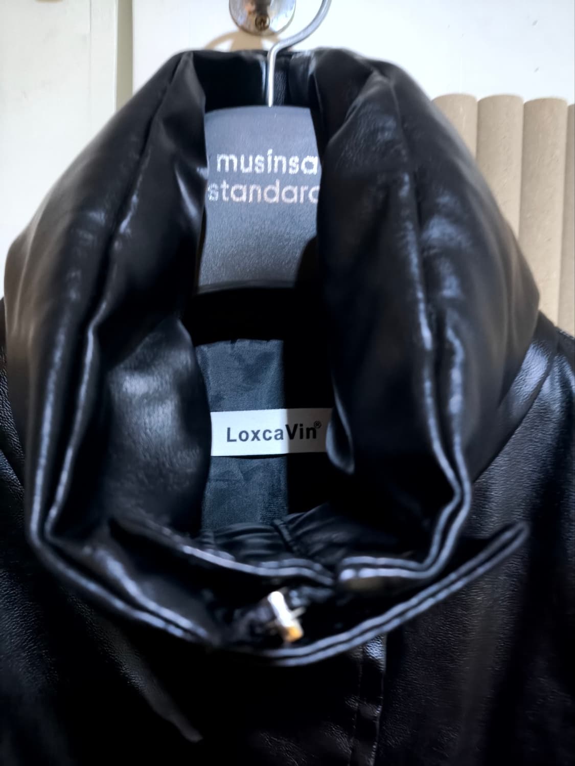 3사이즈 오버핏 록스캐빈 가죽 패딩 페이크레더 상품이미지2