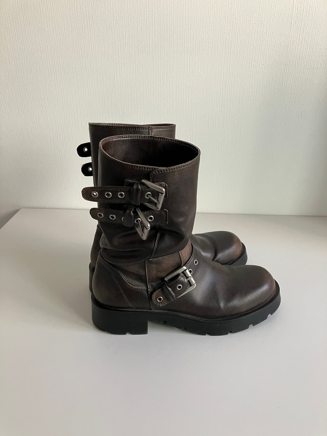 자라 레더 바이커부츠 브라운 상품이미지2