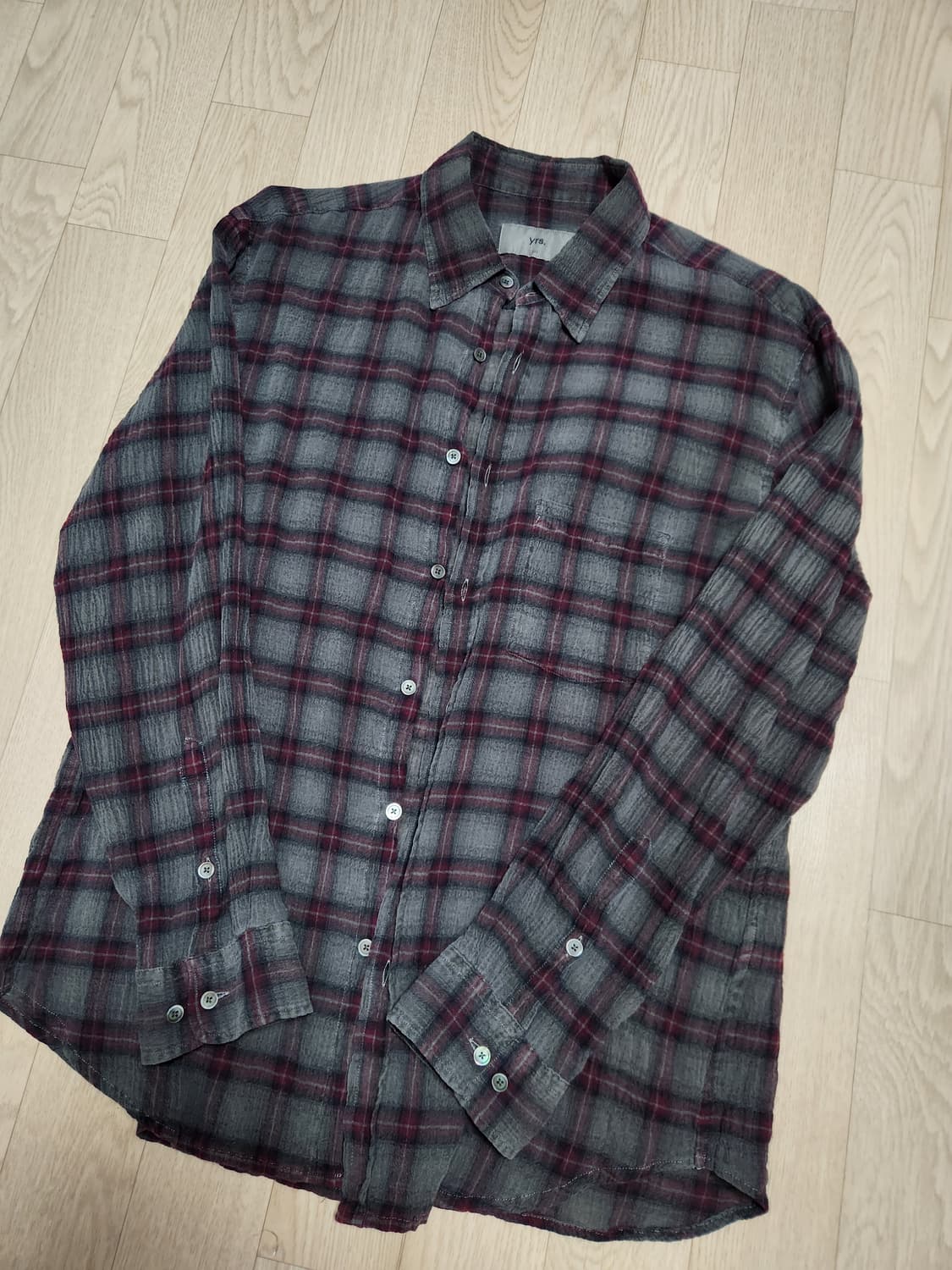 3(L) 이얼즈어고 더티 워시드 포이카 셔츠 더스티 블랙 레드 상품이미지2