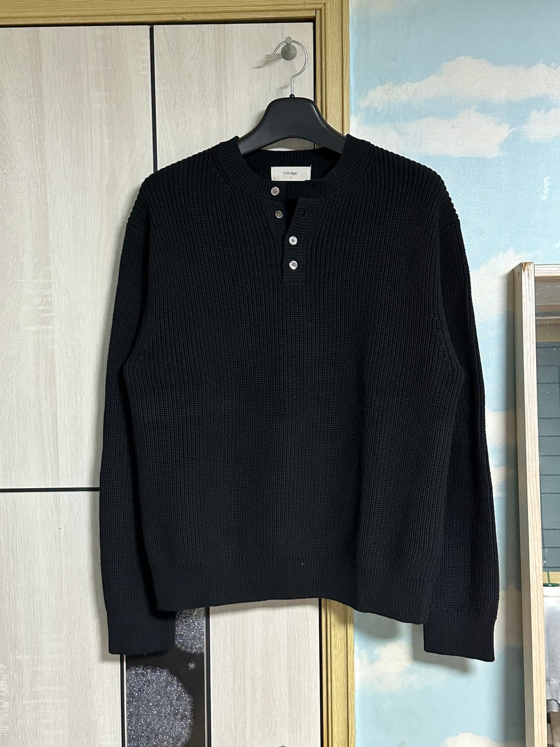 (2) 파브레가 헤비 코튼 헨리넥 니트 블랙 상품이미지2