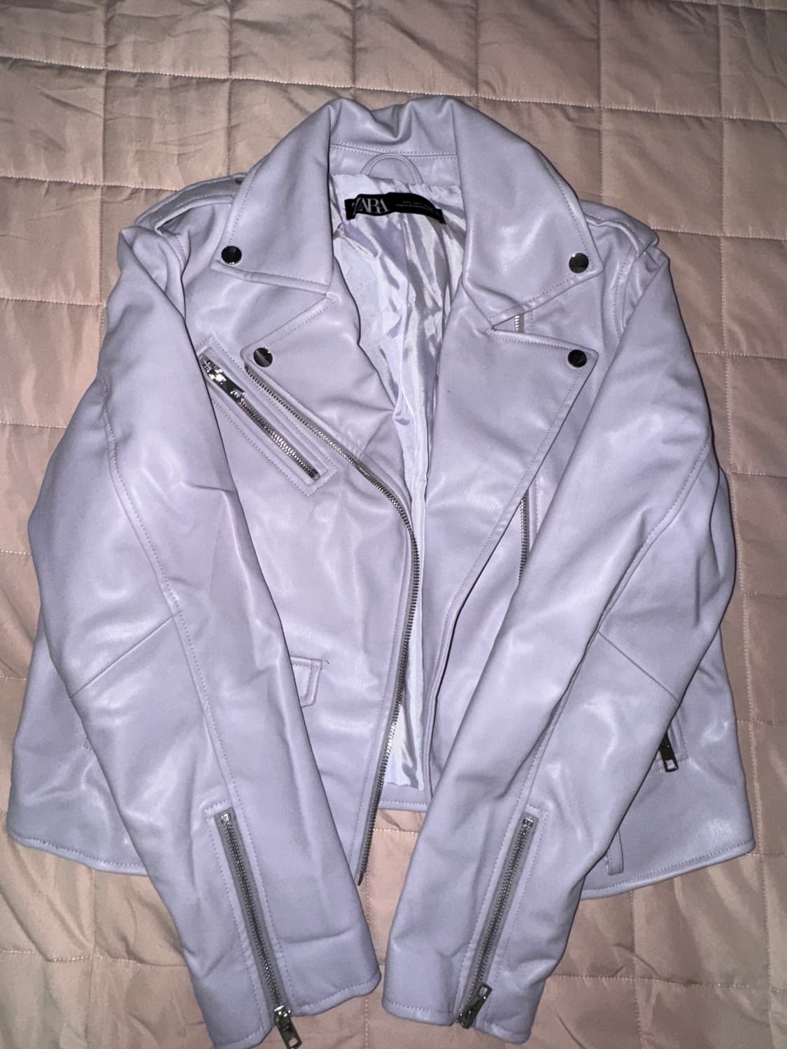 자라 퍼플 레더 자켓 L 새거 상품이미지1