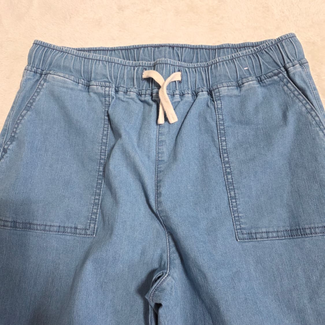 (30)여성 폴햄 쿨링 밴딩 데님 팬츠 여름 상품이미지2