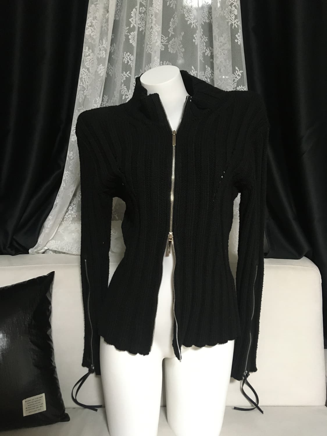 NACHE KNIT ZIP-UP BLACK 상품이미지1