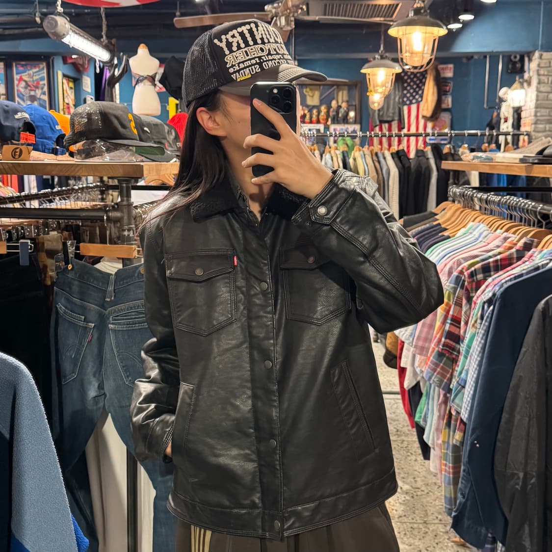 levis 리바이스 레더 뽀글이 자켓 상품이미지8