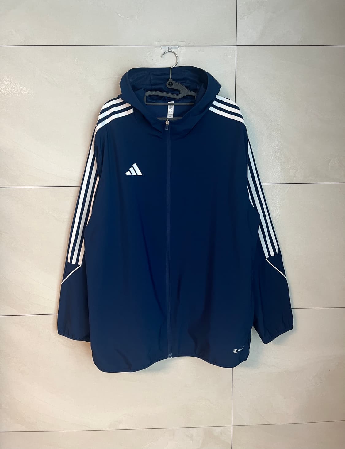 [3XL] 아디다스 삼선 후드 러닝 바람막이 네이비 상품이미지1