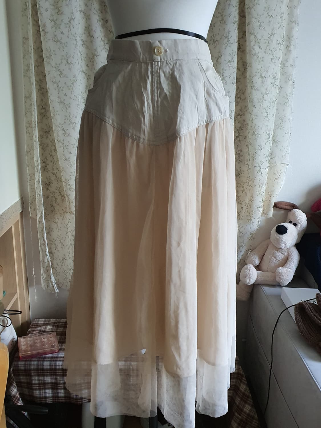 [모리걸] 아이보리 롱 스커트 캉캉 레이어드 상품이미지2