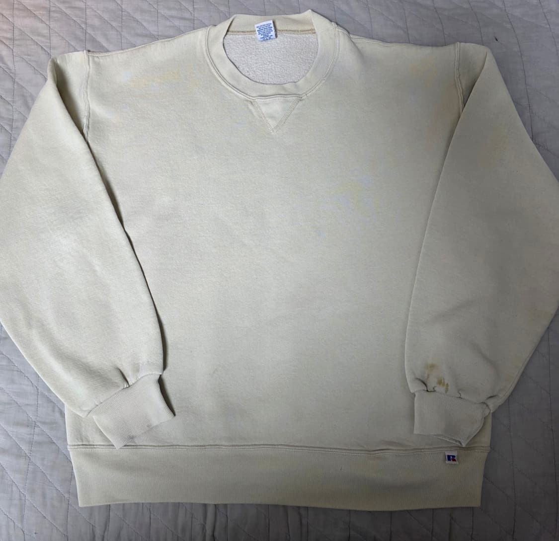 [L] 90s 빈티지 러셀 크림 탄 맨투맨 스웻 FIT LIKE XL 상품이미지1