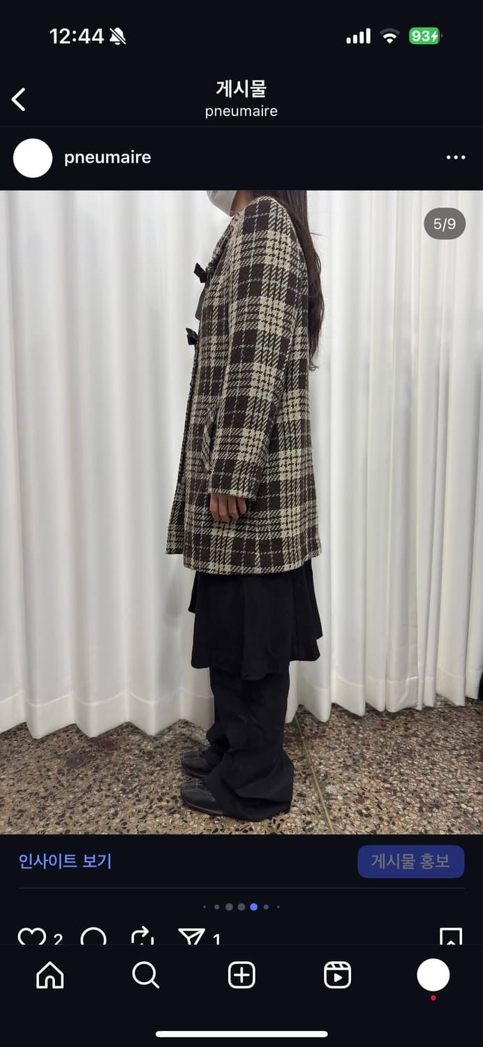 check ribbon wool coat 상품이미지5