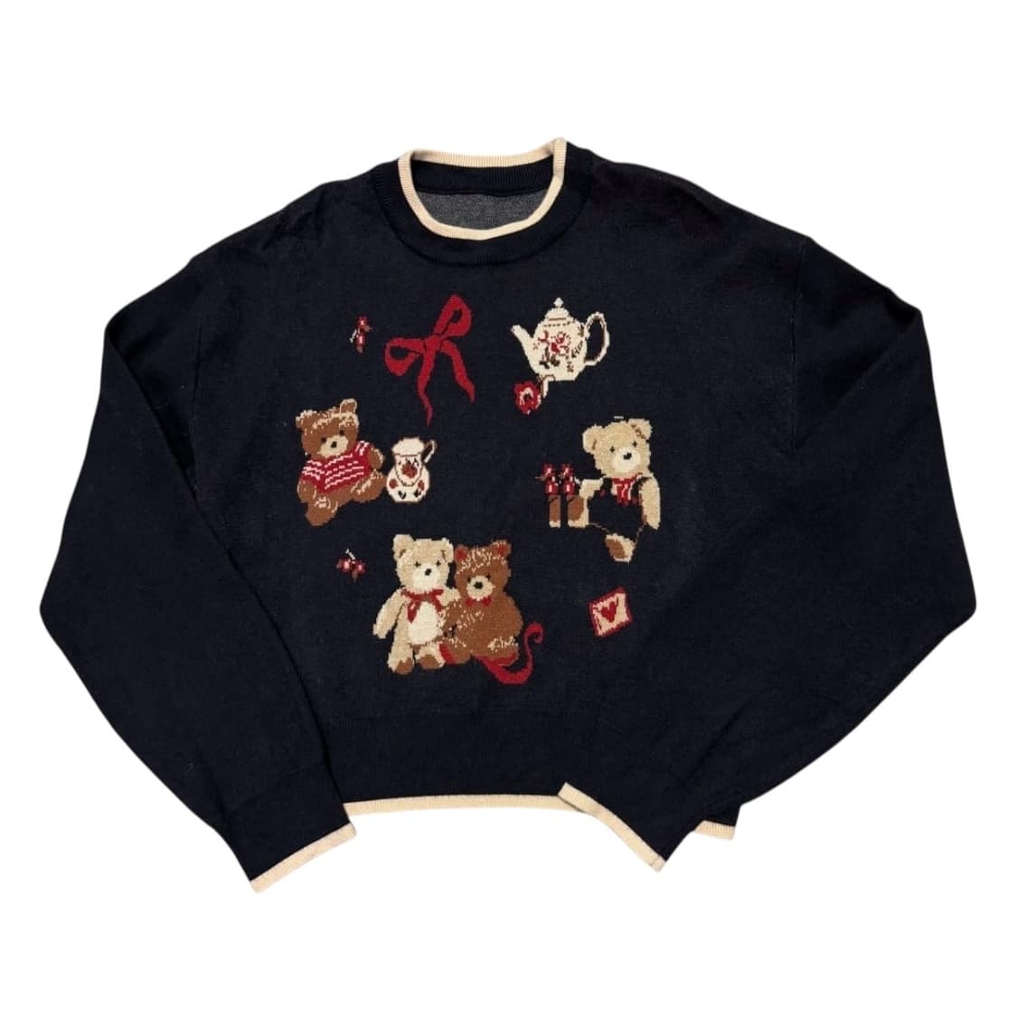 샵사이다 곰돌이 패턴 니트 상품이미지1