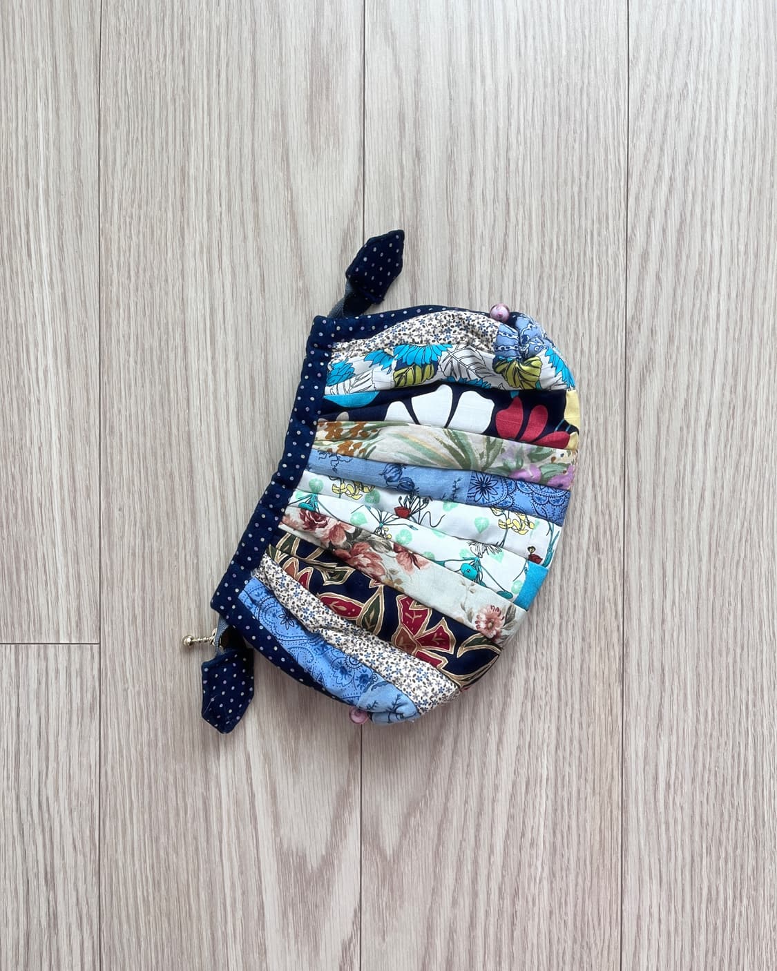 블루 패치워크 도트 파우치 상품이미지6