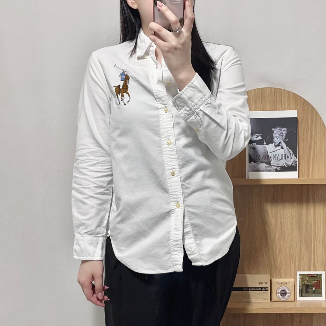 [정품] 폴로 화이트 / 빅포니 솔리드 셔츠 [ M(10-12) ] 상품이미지2