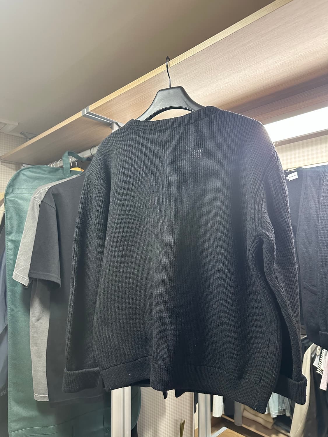 XL 에스피오나지 헤비웨이트 브이넥 가디건 블랙 상품이미지3
