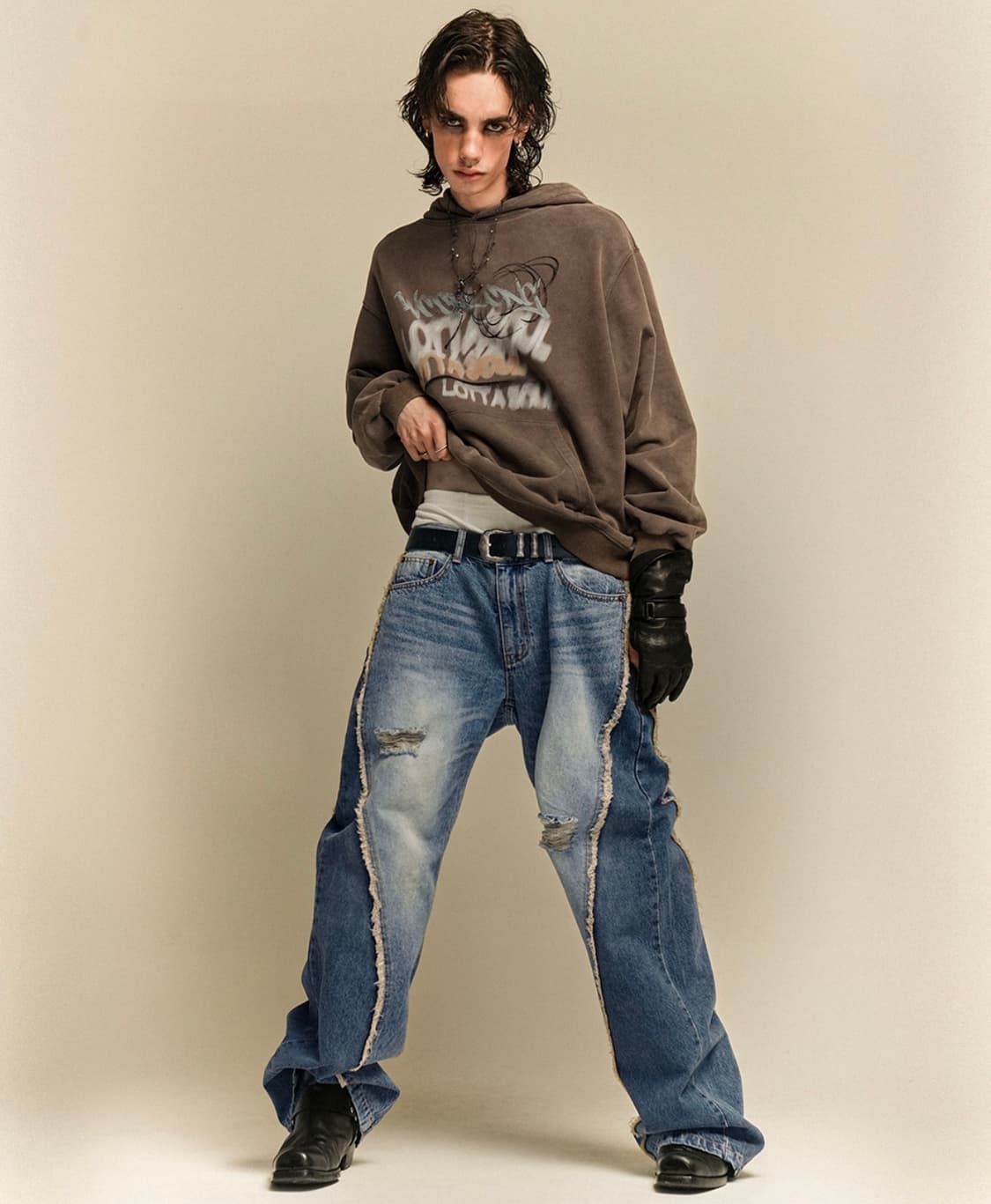 멜로우 로타 소울 스톤 워싱 후드 브라운 상품이미지3