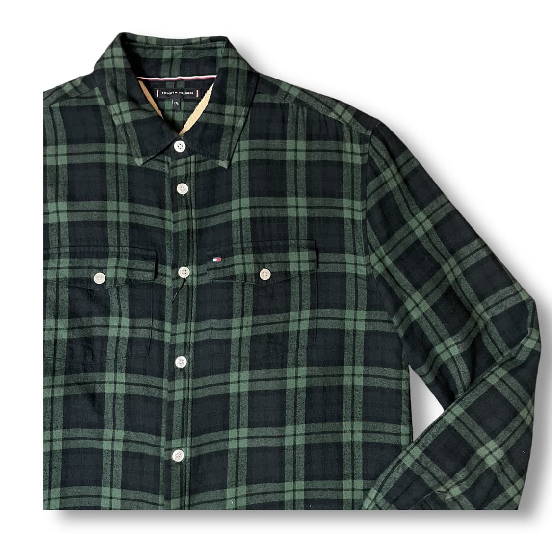 타미힐피거 딥그린체크 안감플리스 투포켓 긴팔 셔츠 176 상품이미지3