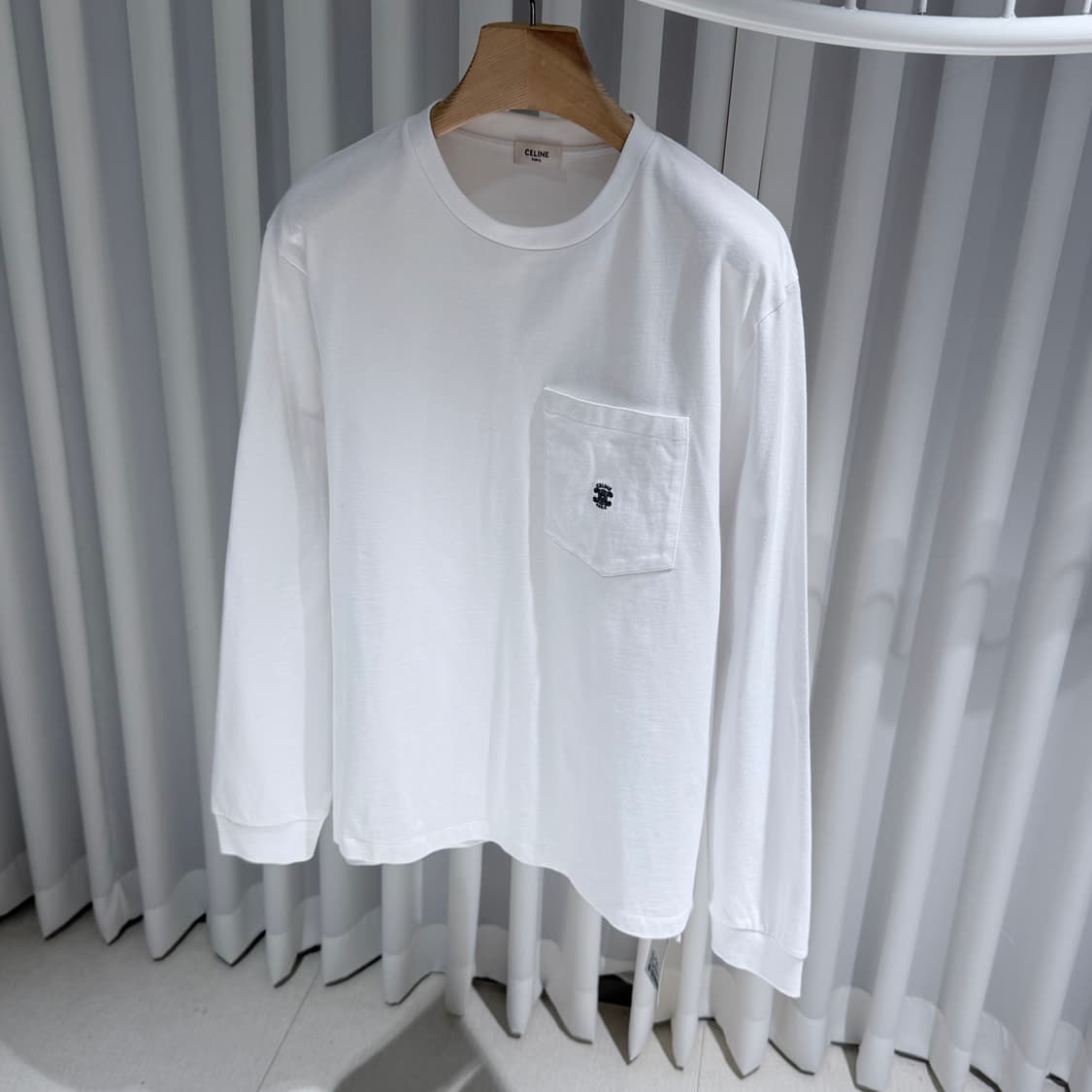 (S+급/XL) / 셀린느 포켓 로고 롱슬리브 긴팔 티셔츠 화이트 상품이미지2