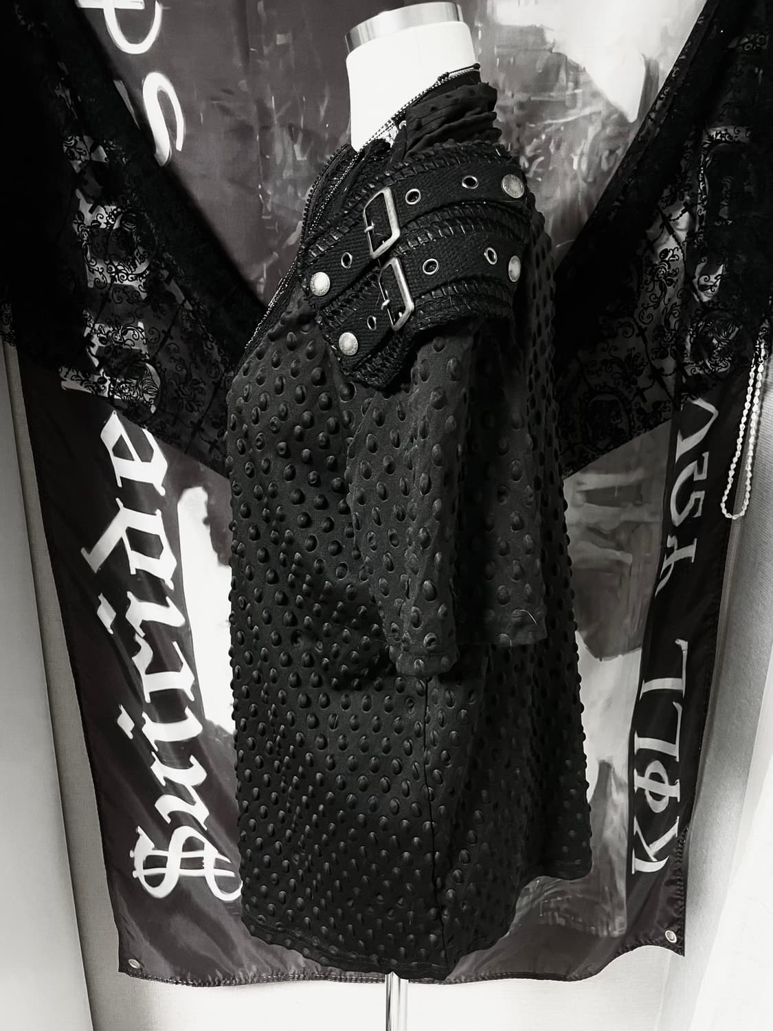 Vkei Emo *Punk Rave* 벨티드 견장 반팔 티셔츠 매드펑크 상품이미지4