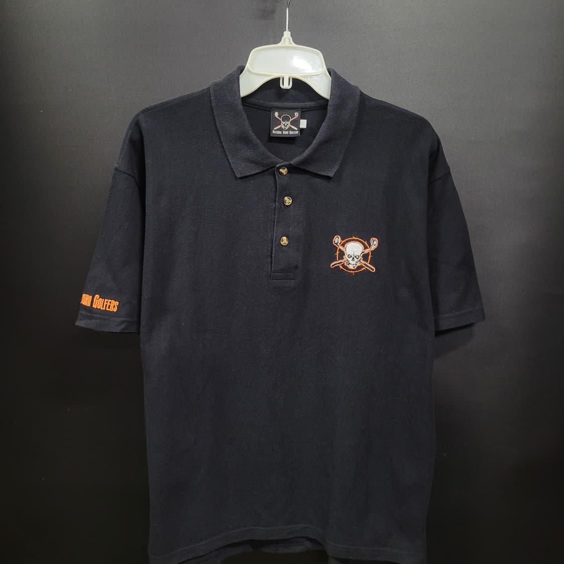 natural born golfers 빈티지 독일 스컬 자수로 골프 셔츠 상품이미지1