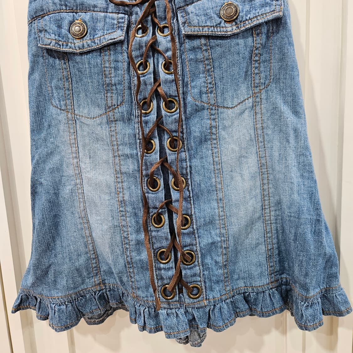 데님 레이스업 프릴 뷔스티에 상품이미지4