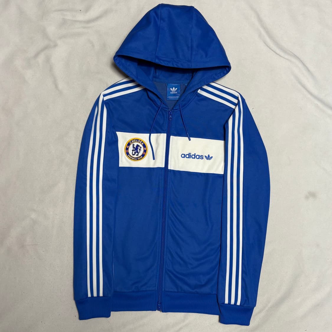 95 아디다스 첼시 블루 화이트 배색 후드 트랙탑 상품이미지2