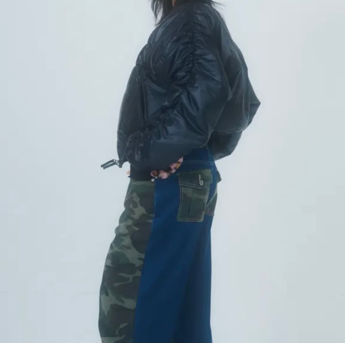 러닝하이 셔링 크롭 MA-1자켓 블랙  상품이미지3