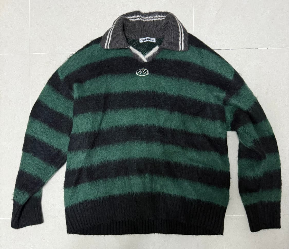 [니트] 스트라이프 럭비 카라니트 상품이미지1