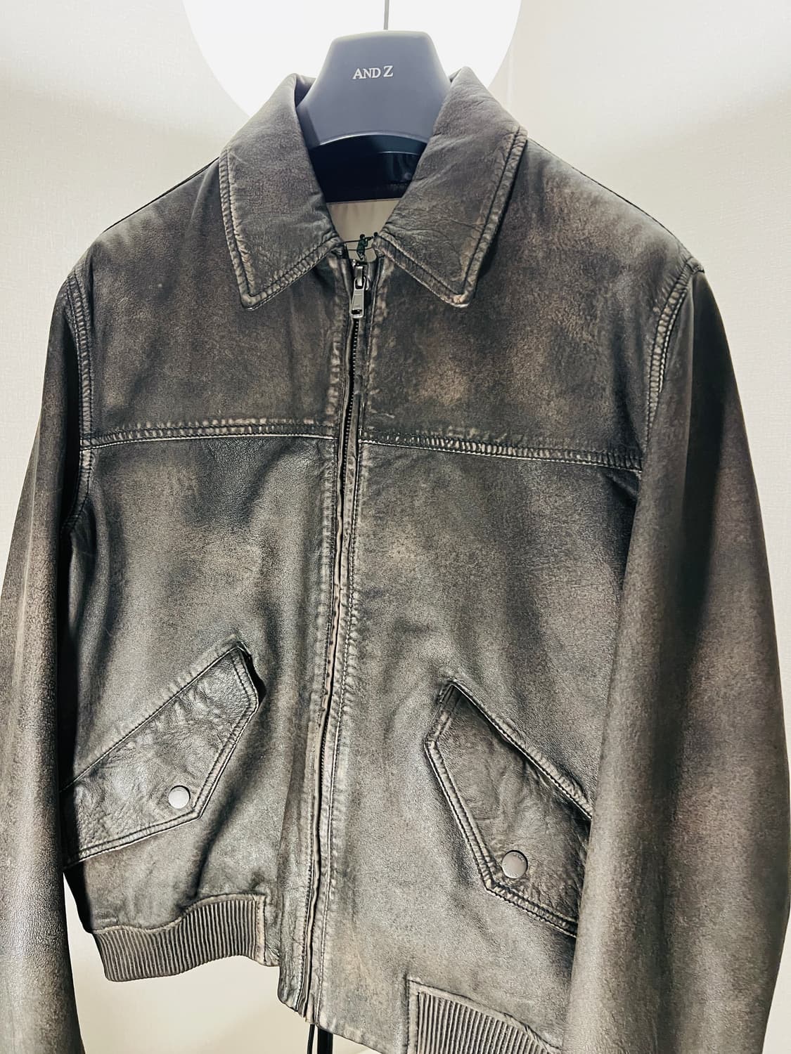 헨리코튼 베지터블 레더 이팩트 블루종 46 가죽자켓 팝니다. 상품이미지10