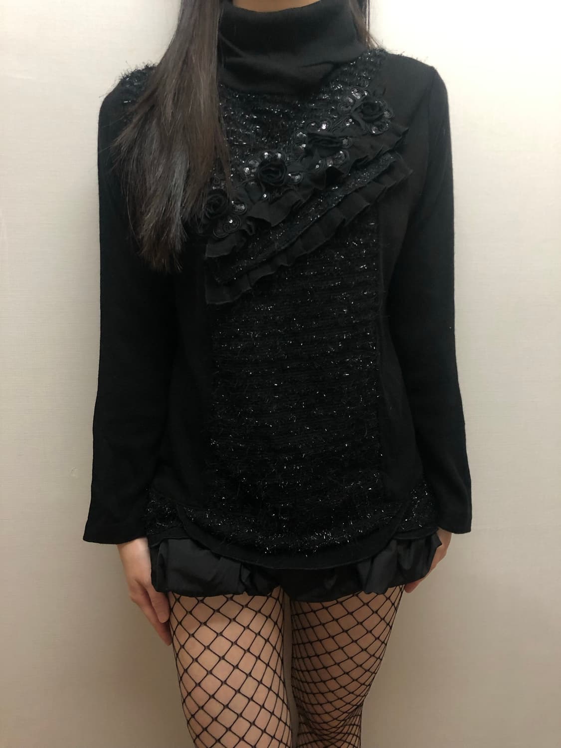 빈티지 블랙 글리터 프릴 니트 상품이미지7