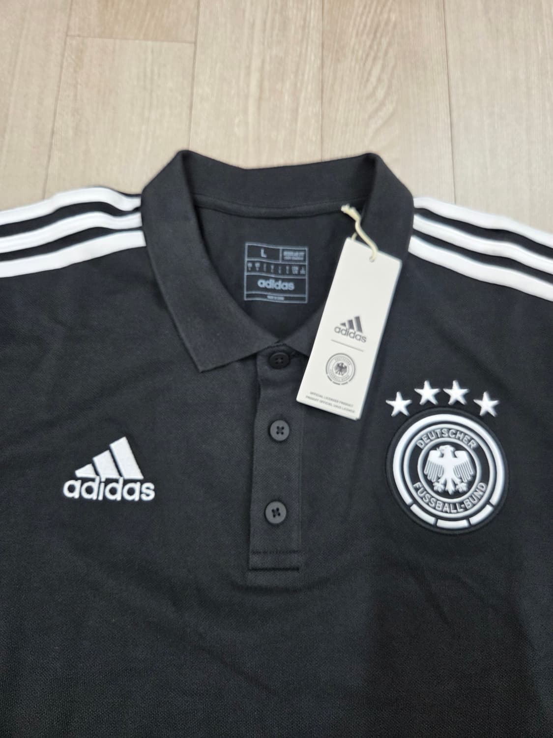 (새상품)아디다스 독일 국대 카라 반팔 티셔츠 블랙 해외 L(국내 XL) 상품이미지5