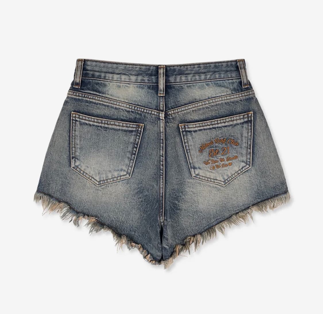 네이키드서프클럽 레터링 데님 숏팬츠 상품이미지2