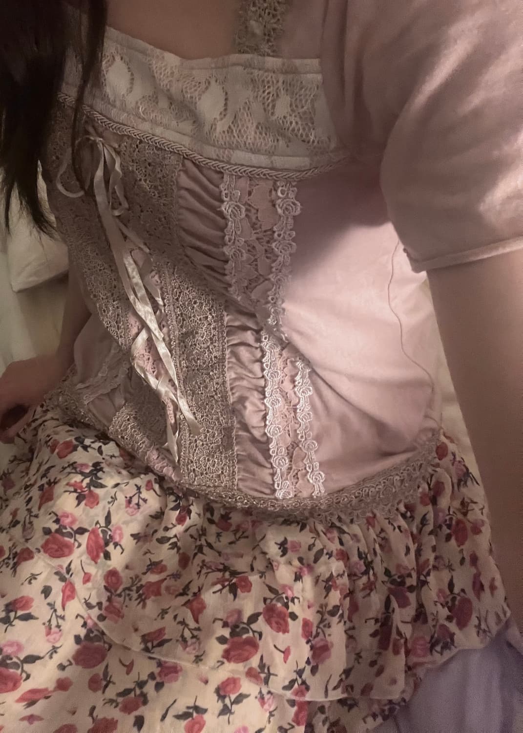 고전 axes femme 레이스 셔링 원피스 히메갸루 엑시즈팜 핀터깔 상품이미지1