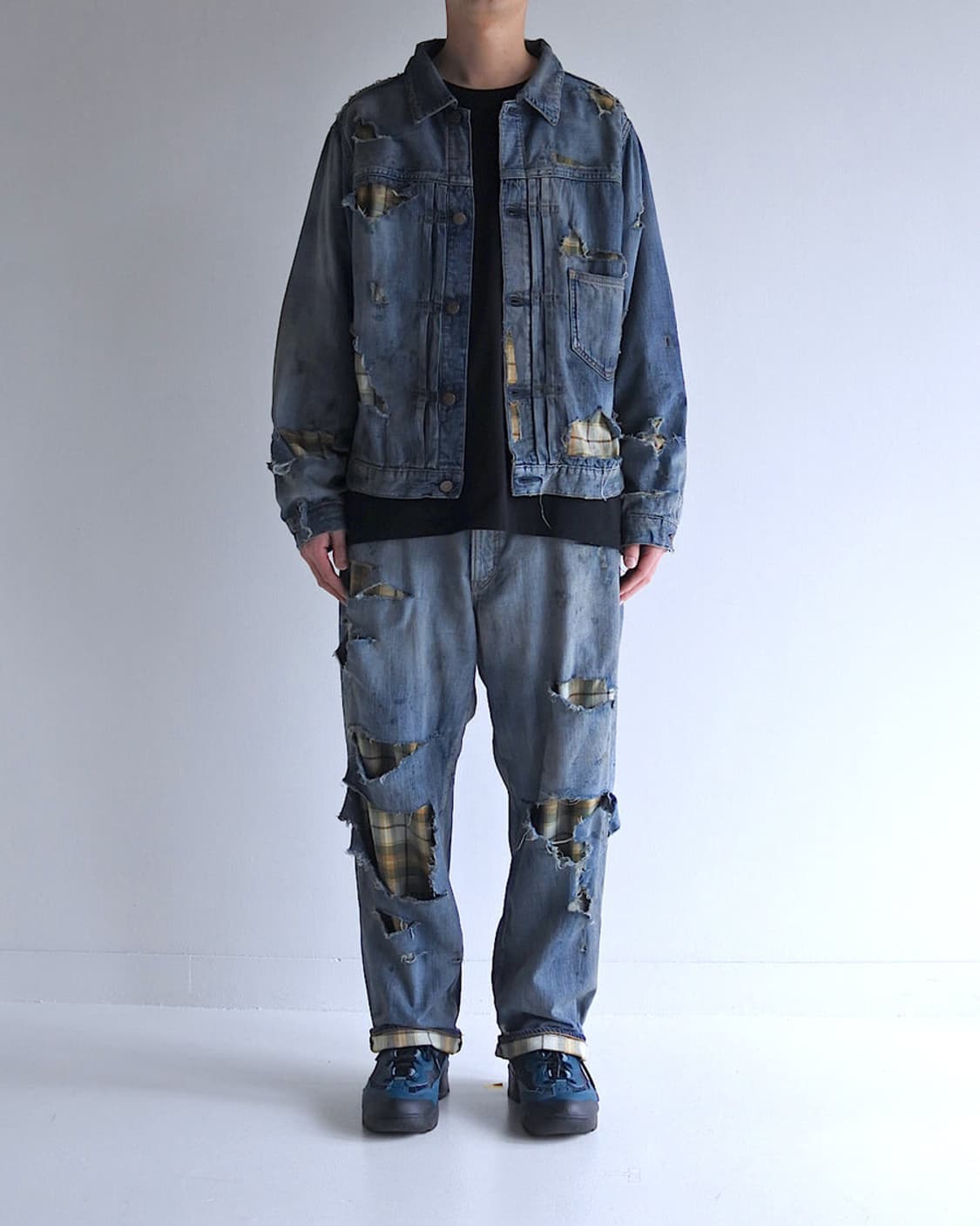 아나크로놈 체크 콤비 데님 자켓 3사이즈 상품이미지3