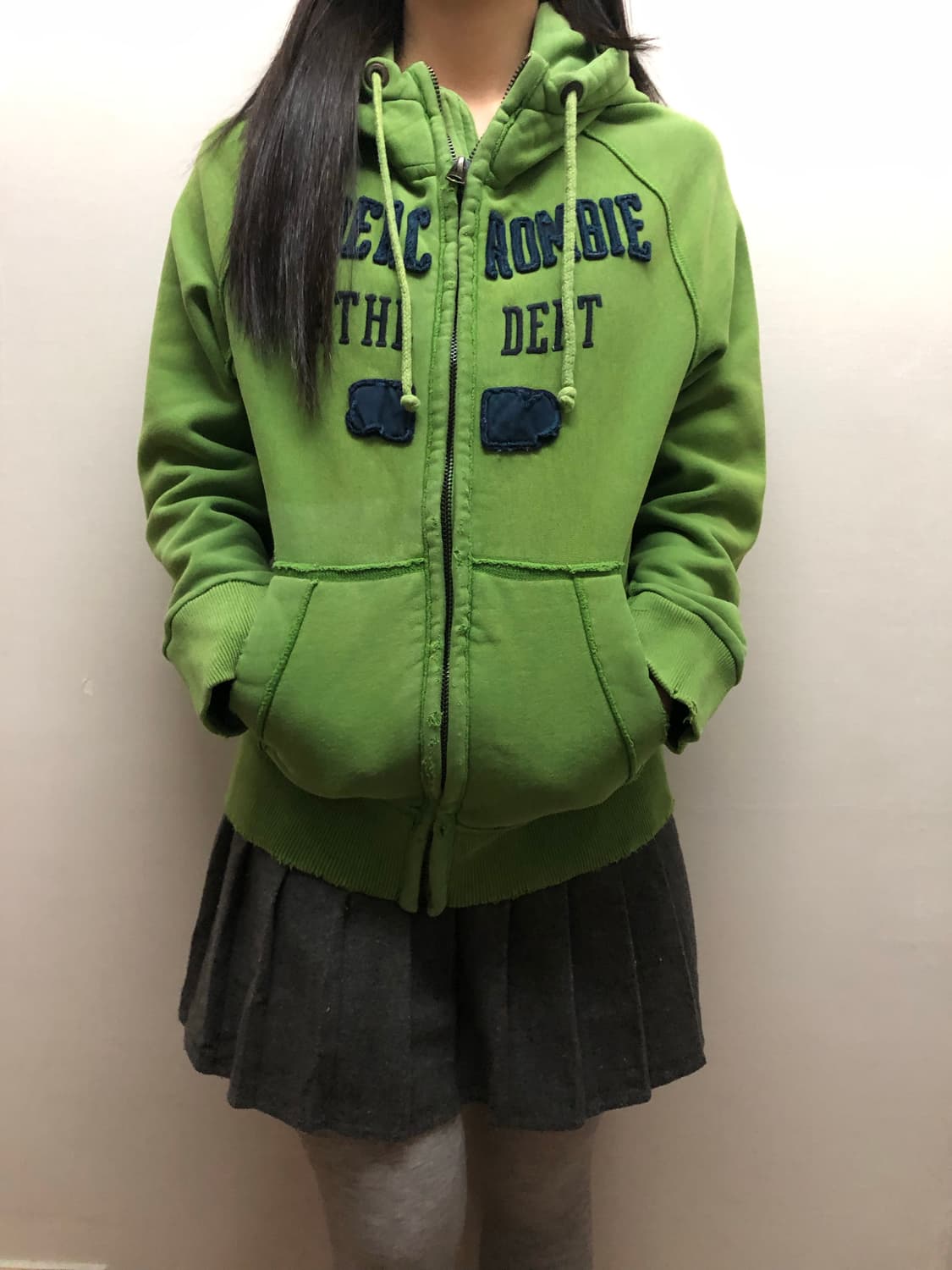 빈티지 아베크롬비 그린 데미지 후드집업 상품이미지1