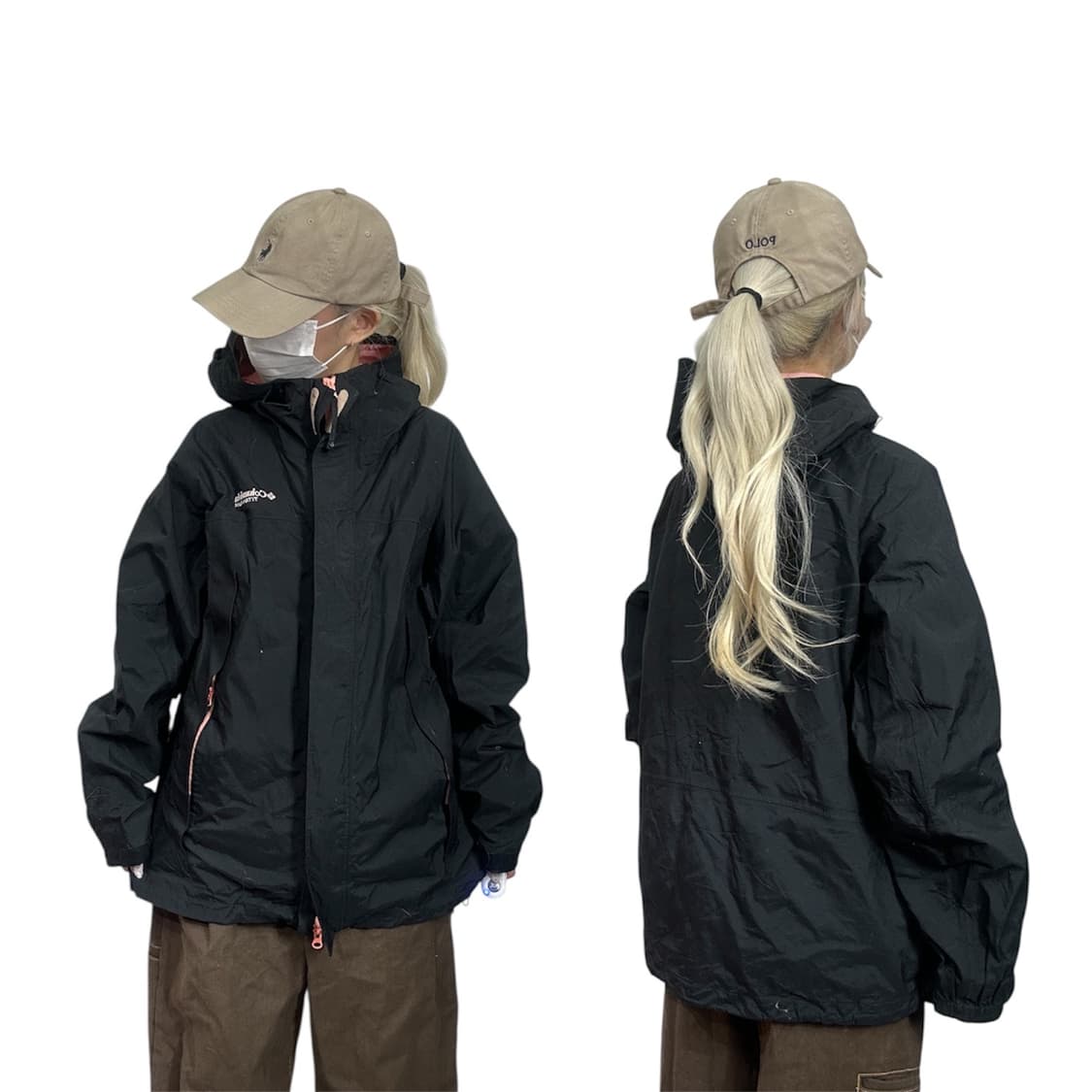 컬럼비아 블랙 기능성 등산 후드 바람막이 오버핏 트랙 자켓 XL 상품이미지1