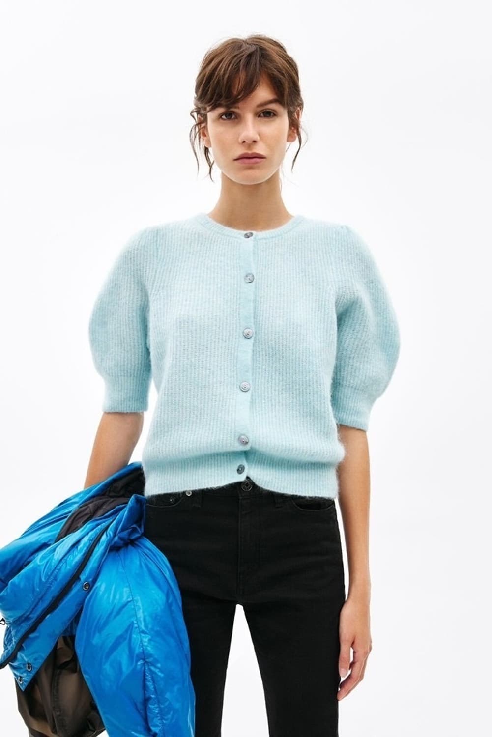 빔바이롤라 모헤어 숏 슬리브 가디건 피치 컬러 상품이미지1