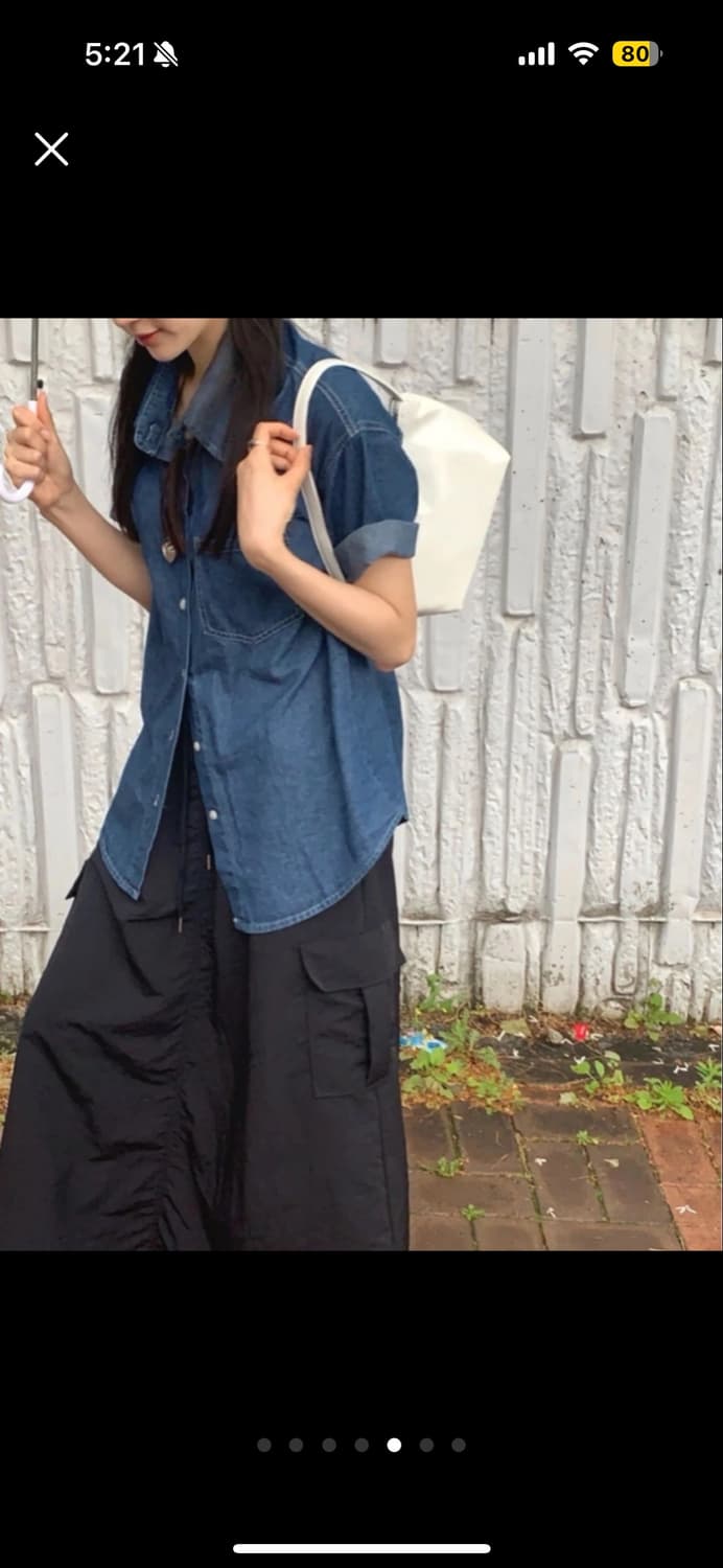 원그린 포스 빈티지 데님 반팔셔츠 상품이미지5